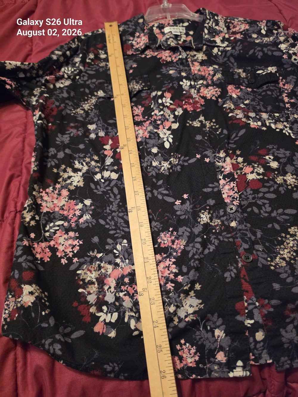 Croft & Barrow Black Floral Blouse with Pink & Cream Accents - Picture 4 of 5